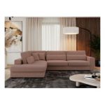 Narożnik SAVONA L - strona lewa - różowy, boucle