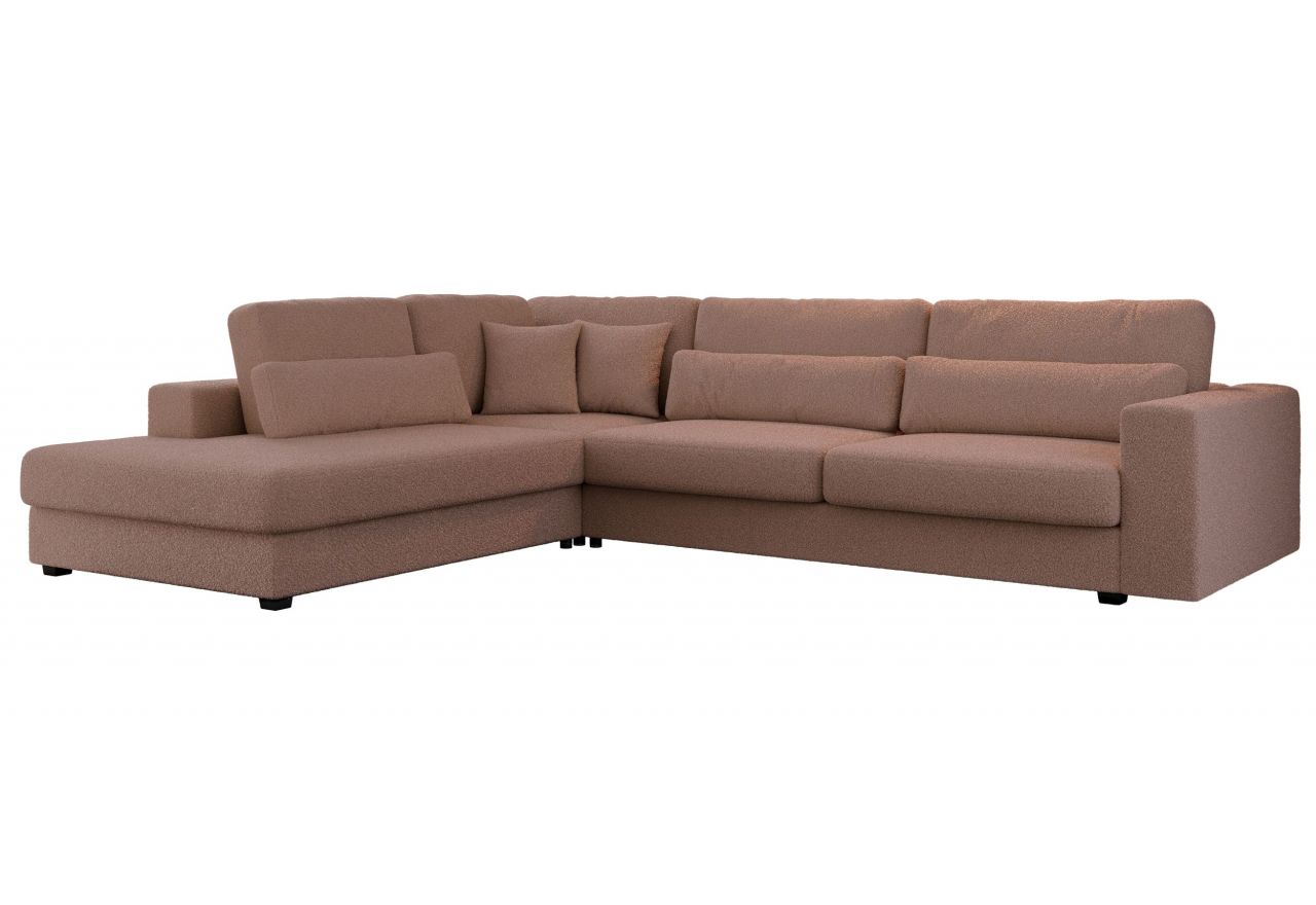 Narożnik SAVONA L - strona lewa - różowy, boucle