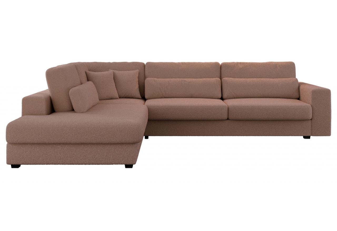 Narożnik SAVONA L - strona lewa - różowy, boucle