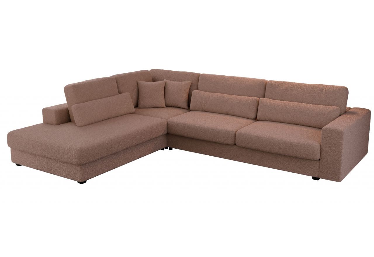 Narożnik SAVONA L - strona lewa - różowy, boucle