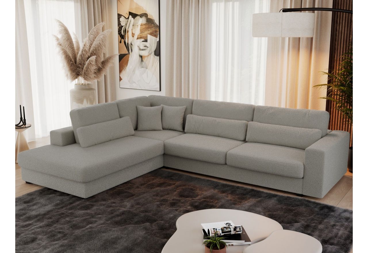 Narożnik SAVONA L - strona lewa - szary, boucle