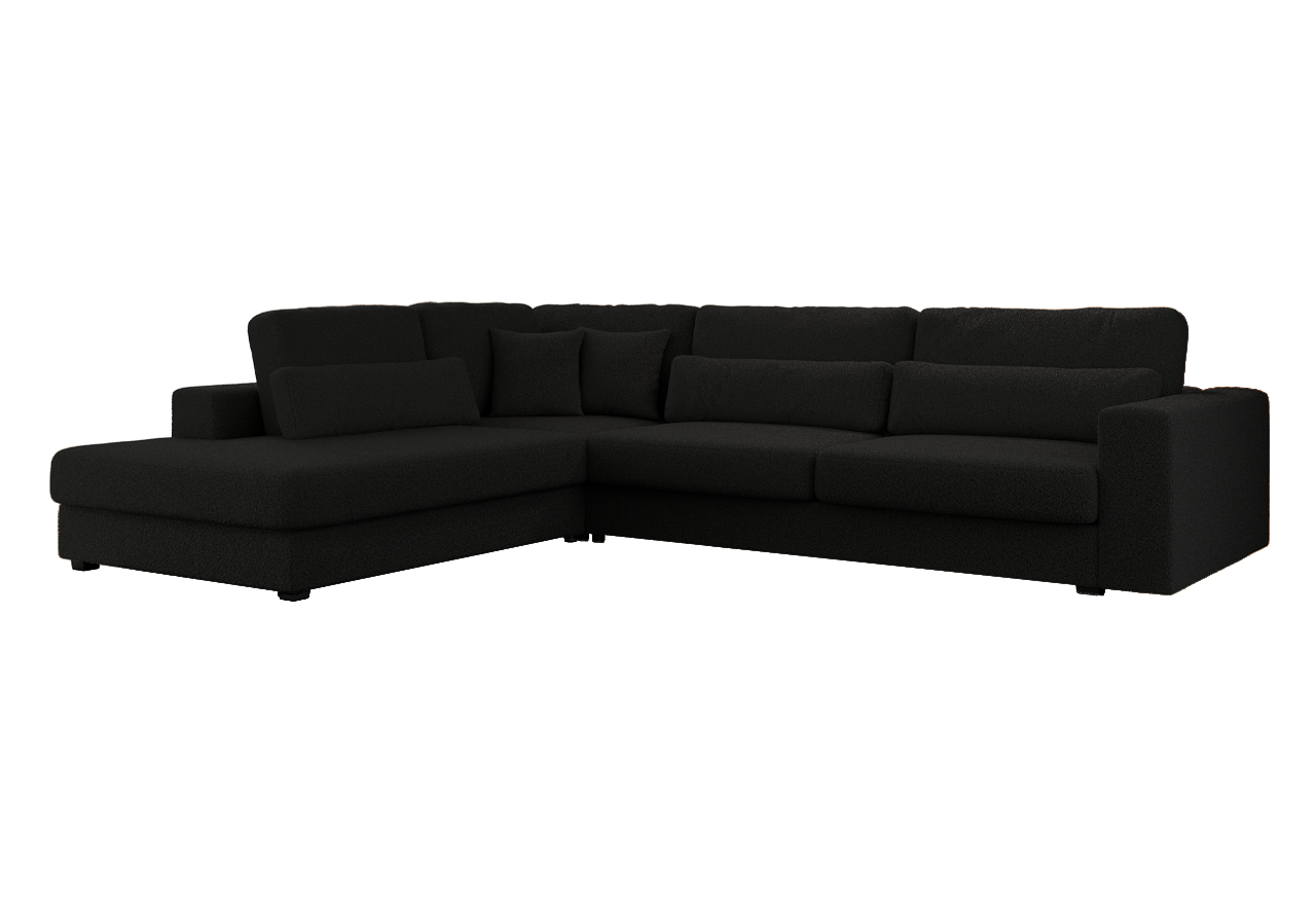 Narożnik SAVONA L - strona lewa - czarny, boucle