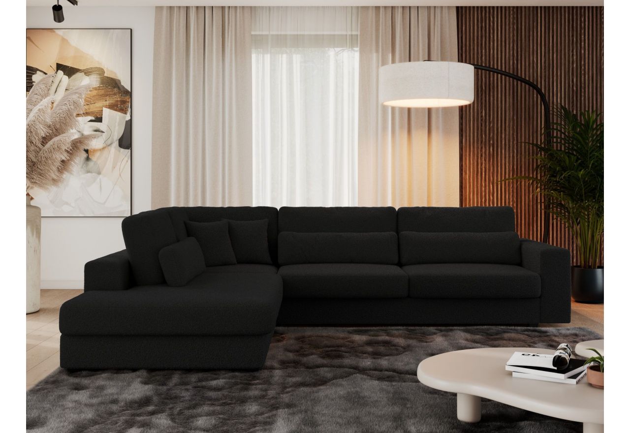 Narożnik SAVONA L - strona lewa - czarny, boucle