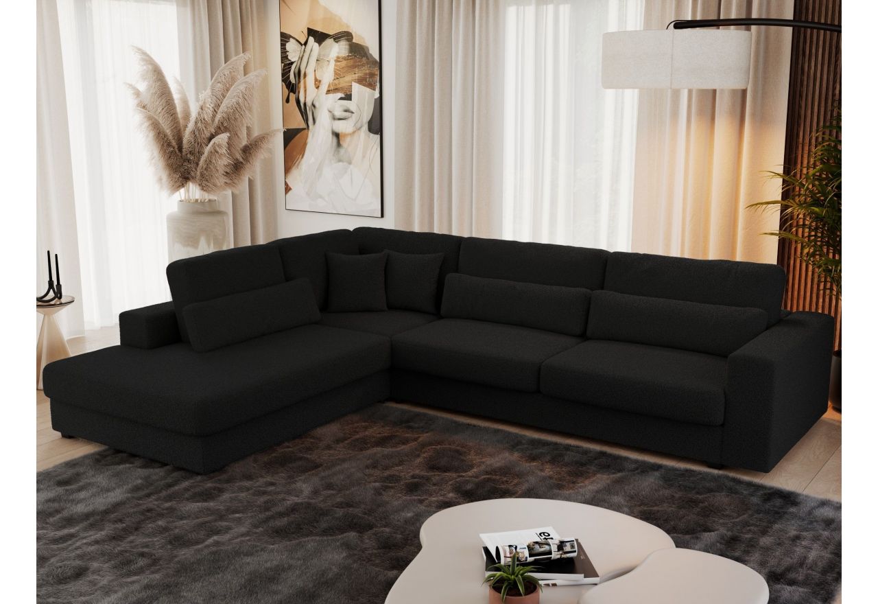 Narożnik SAVONA L - strona lewa - czarny, boucle