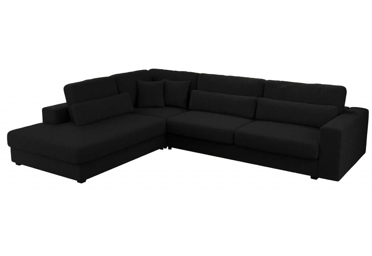 Narożnik SAVONA L - strona lewa - czarny, boucle