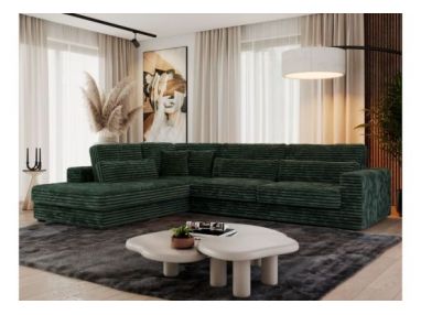 Narożnik SAVONA L - strona lewa - ciemnozielony, sztruks