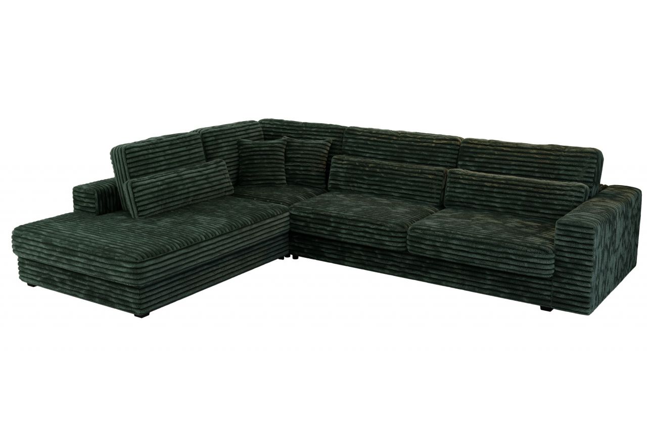 Narożnik SAVONA L - strona lewa - ciemnozielony, sztruks