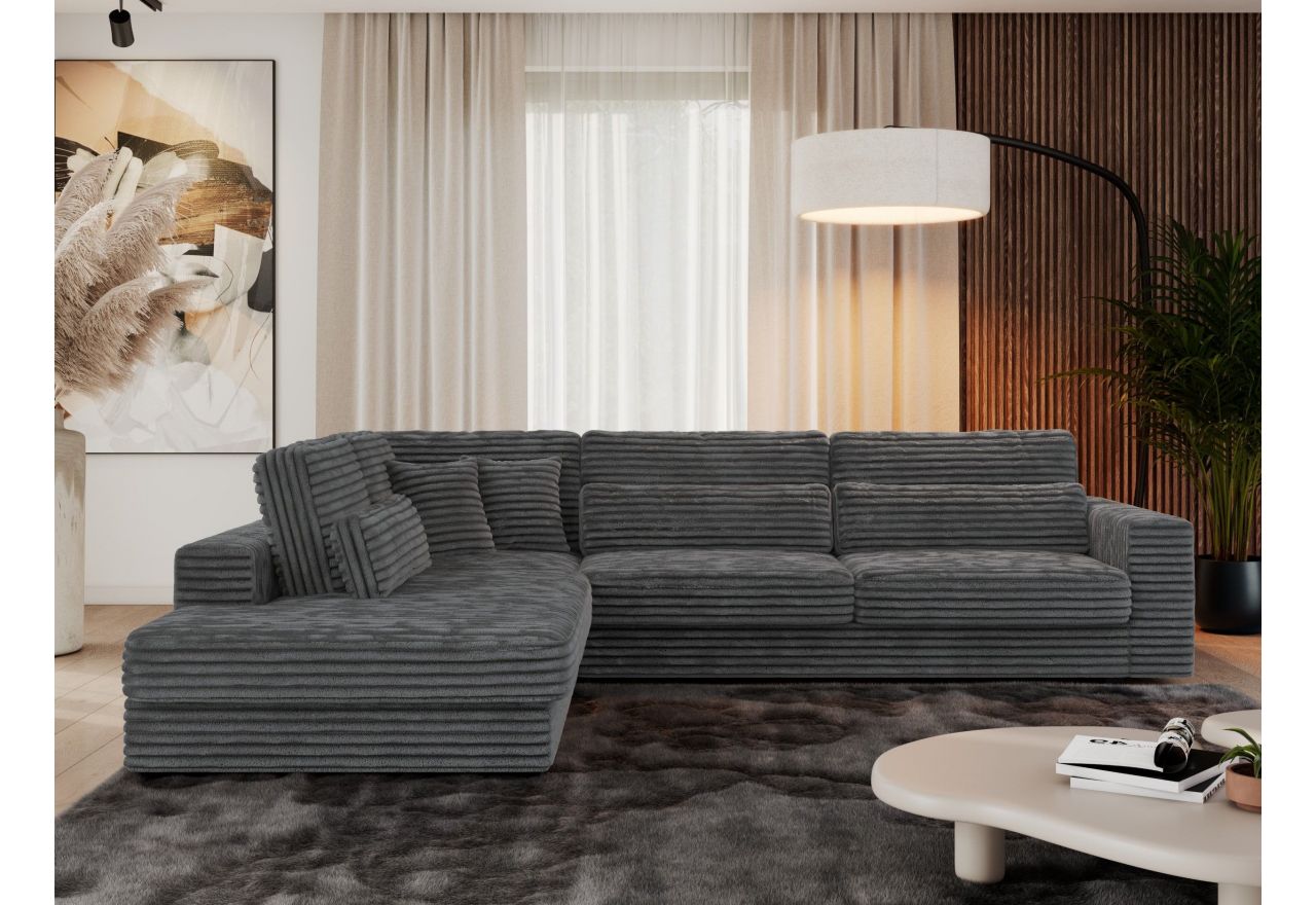 Narożnik SAVONA L - strona lewa - szary, sztruks