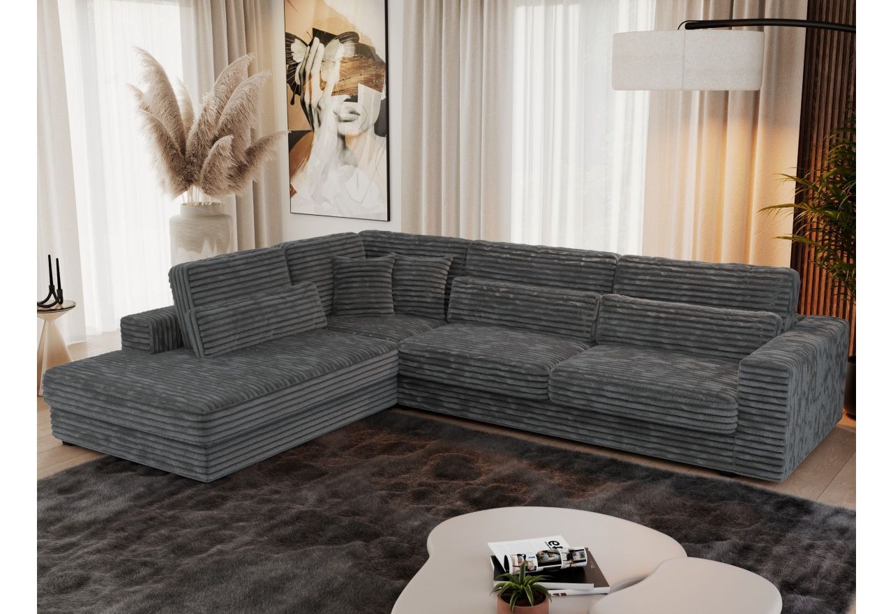 Narożnik SAVONA L - strona lewa - szary, sztruks