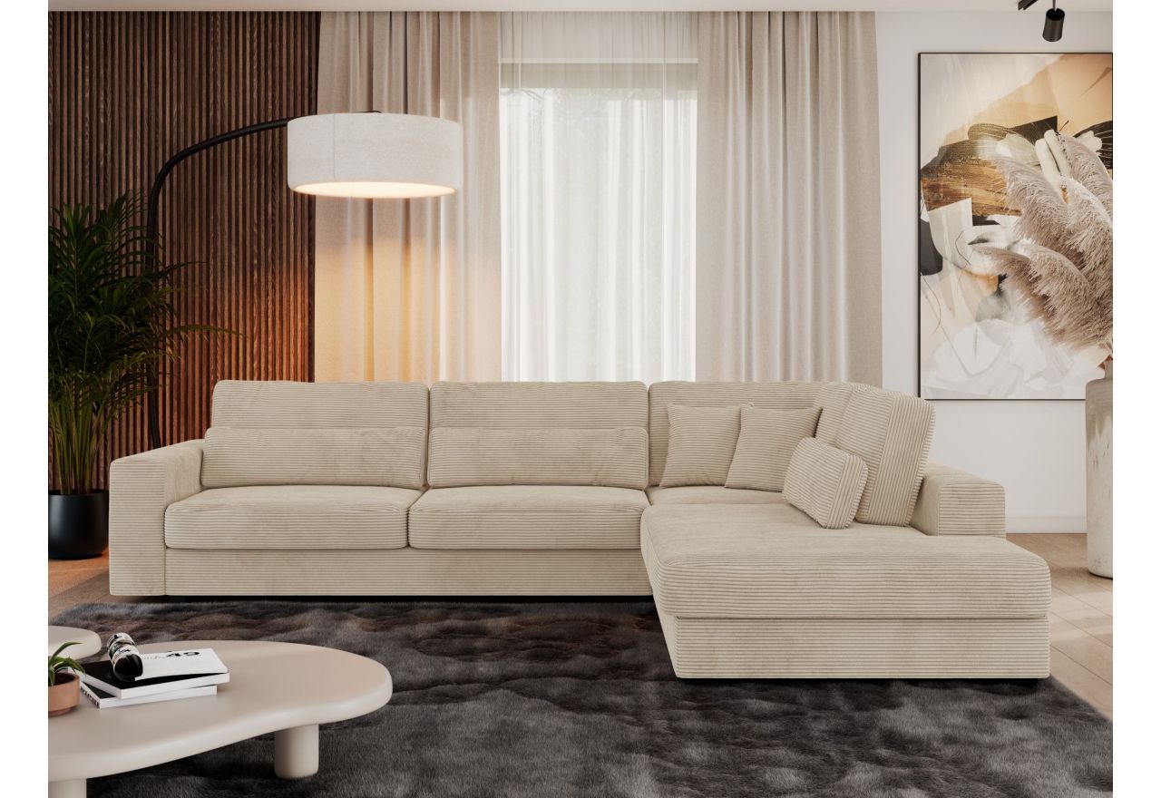 Narożnik SAVONA L - strona prawa - beżowy, sztruks