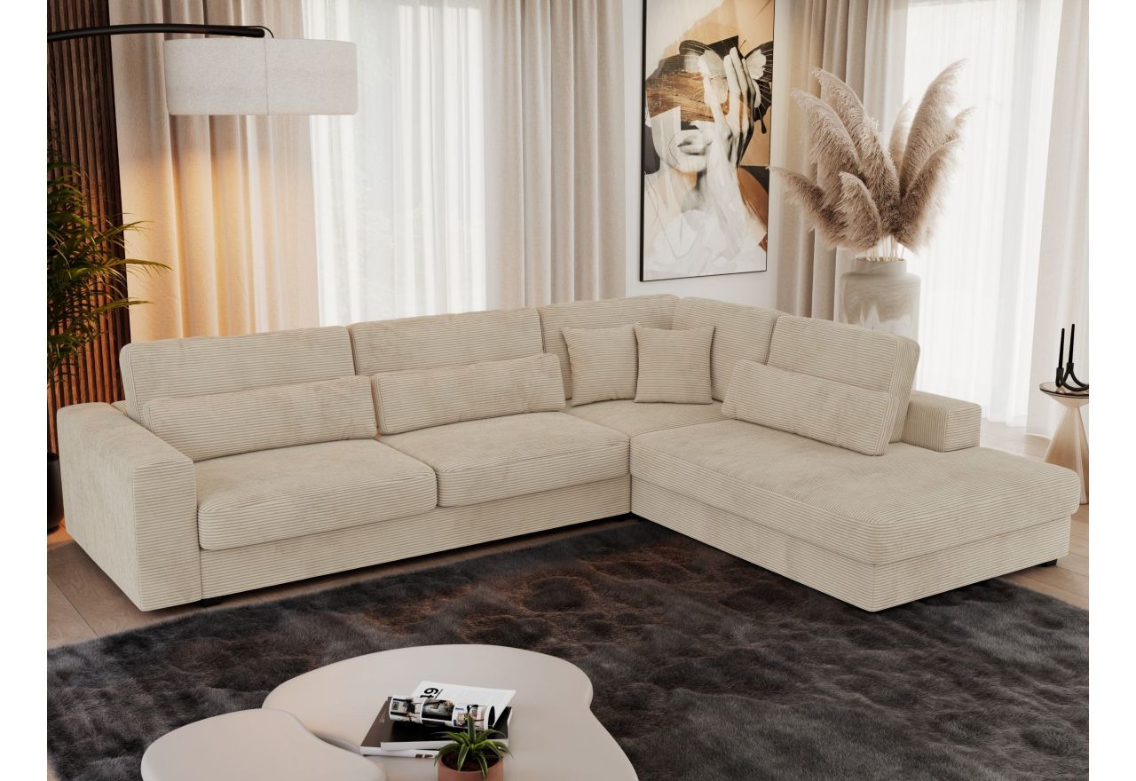 Narożnik SAVONA L - strona prawa - beżowy, sztruks