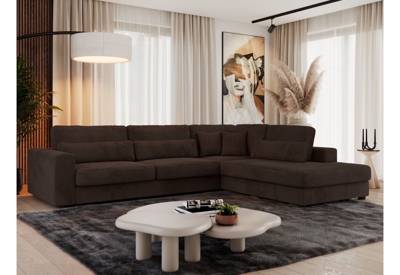 Narożnik SAVONA L - strona prawa - brązowy, sztruks