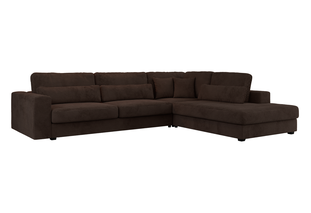 Narożnik SAVONA L - strona prawa - brązowy, sztruks