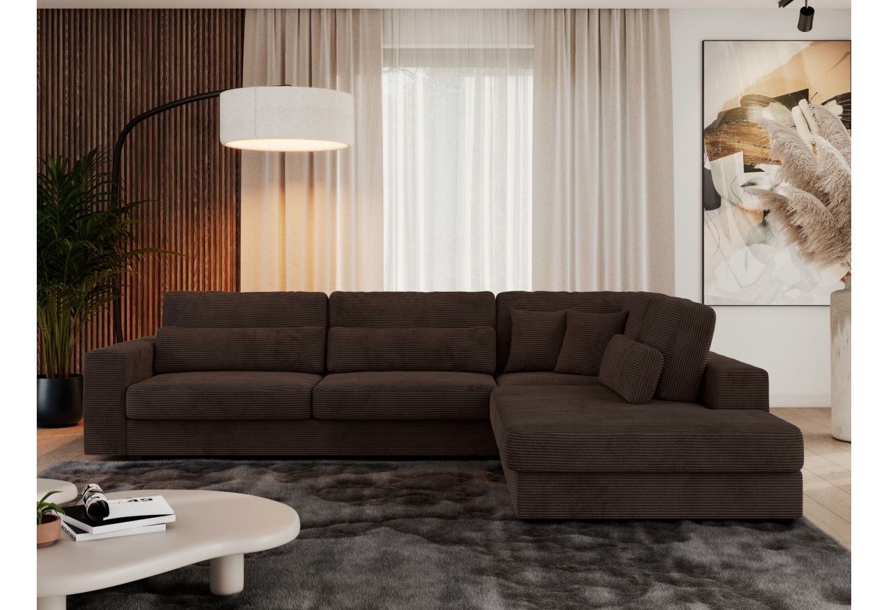 Narożnik SAVONA L - strona prawa - brązowy, sztruks