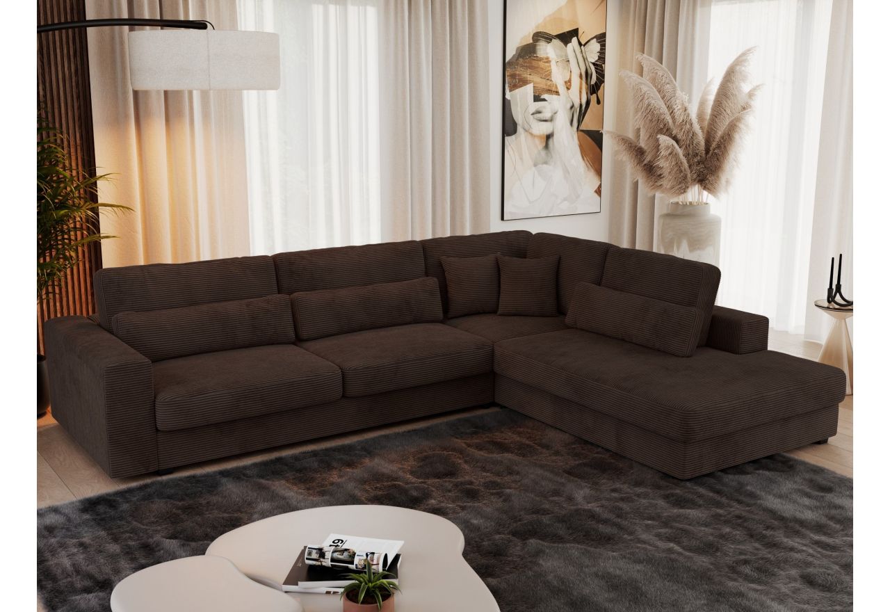 Narożnik SAVONA L - strona prawa - brązowy, sztruks