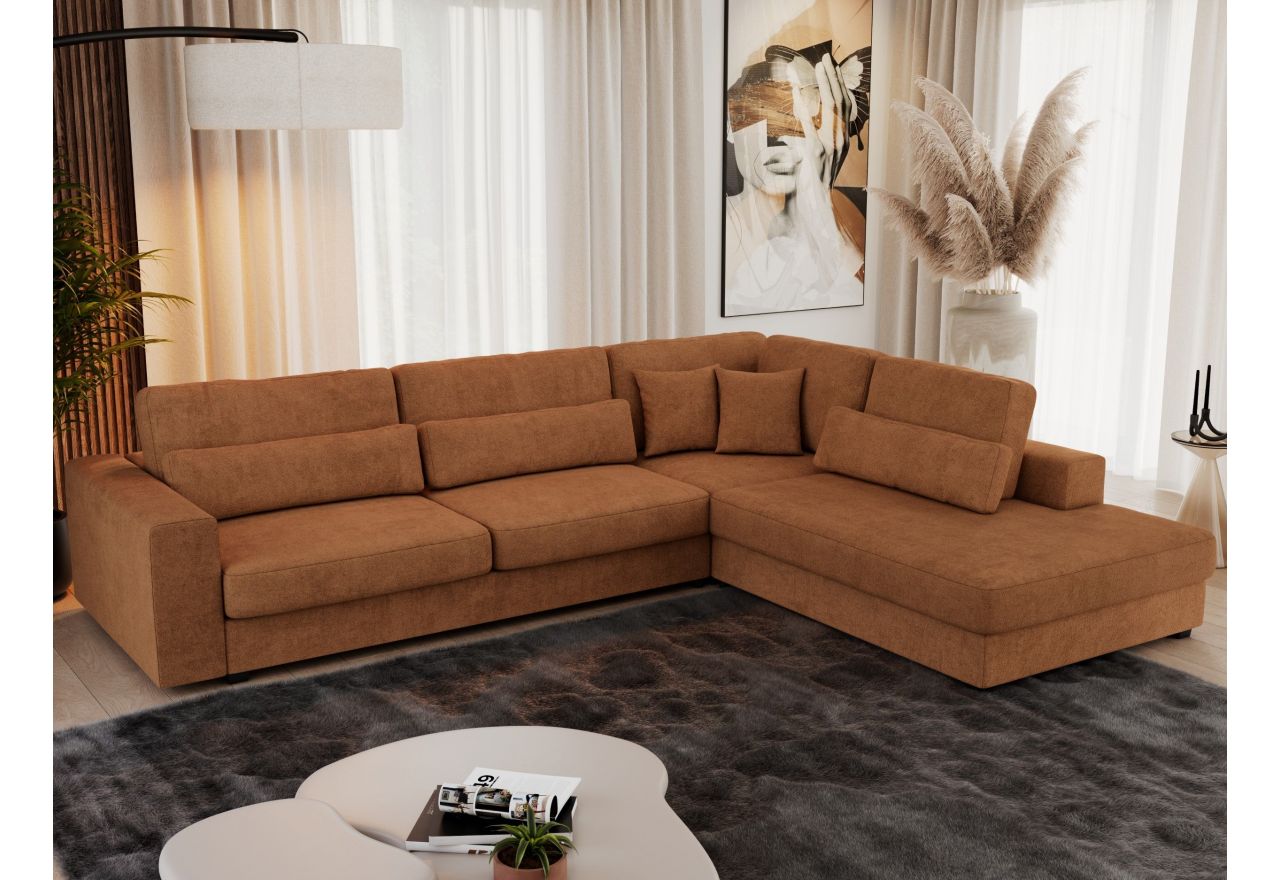 Narożnik SAVONA L - strona prawa - pomarańczowy, struktura