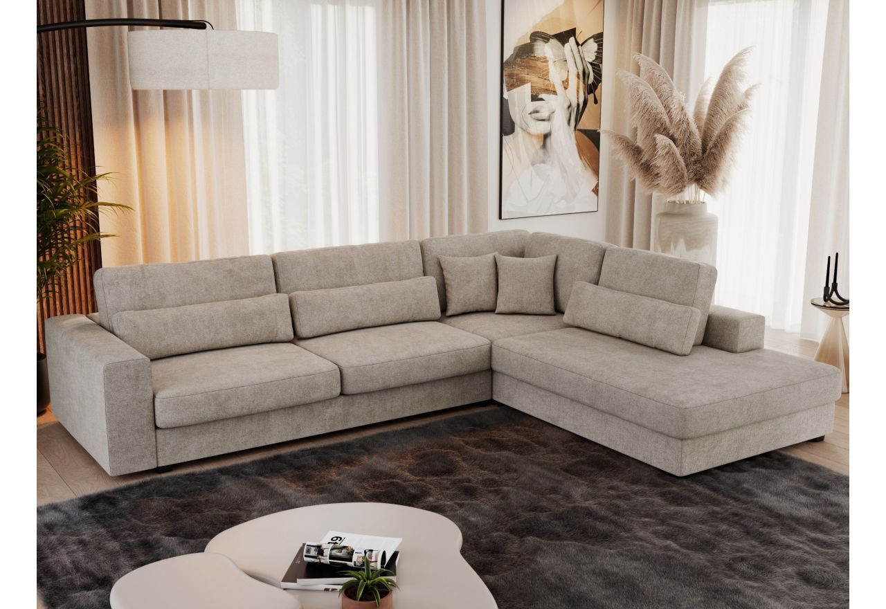 Narożnik SAVONA L - strona prawa - beżowy, struktura