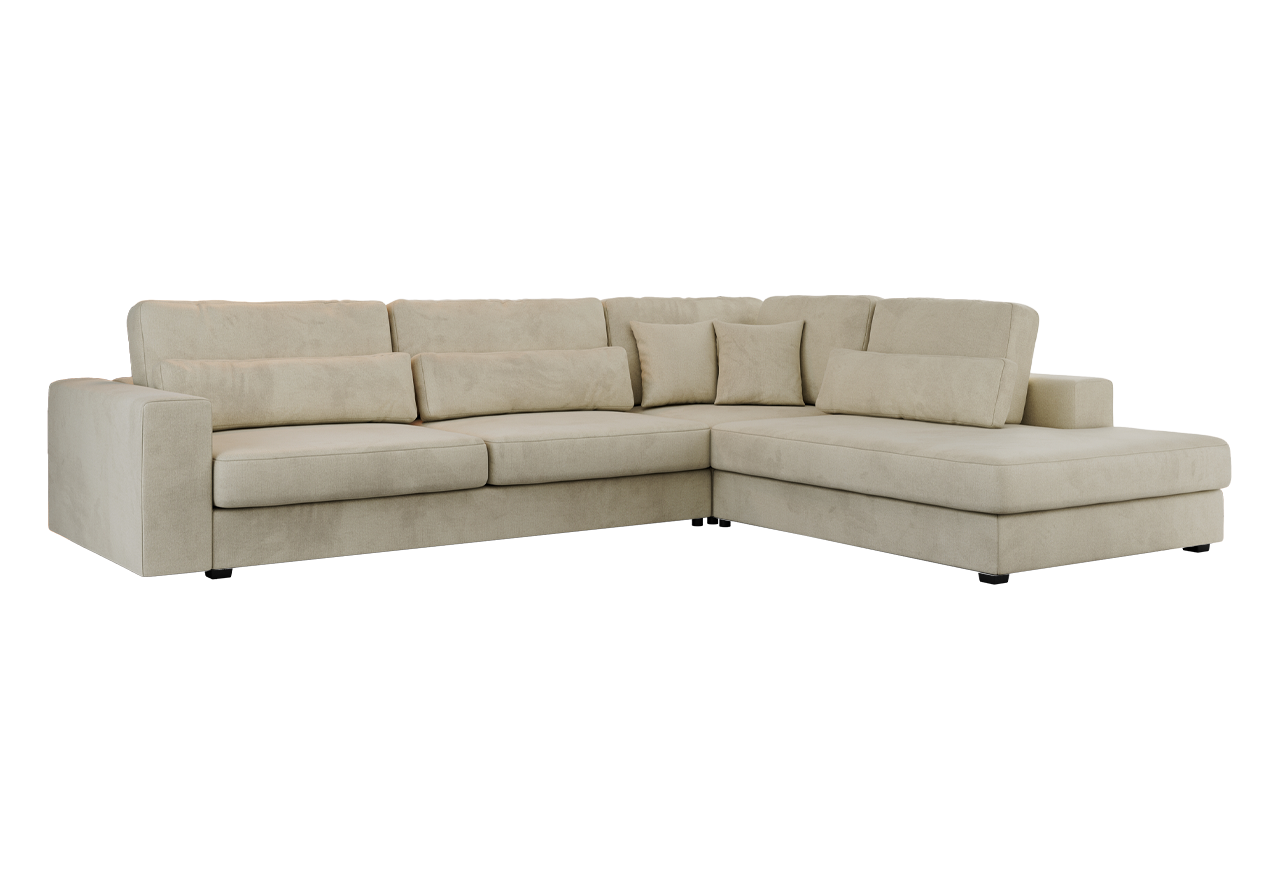 Narożnik SAVONA L - strona prawa - beżowy, welwet