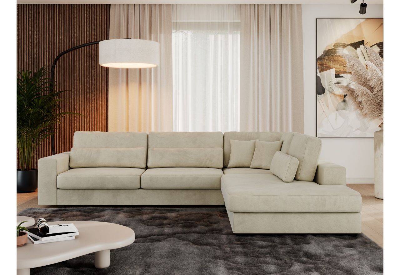 Narożnik SAVONA L - strona prawa - beżowy, welwet