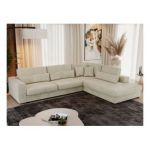 Narożnik SAVONA L - strona prawa - beżowy, welwet