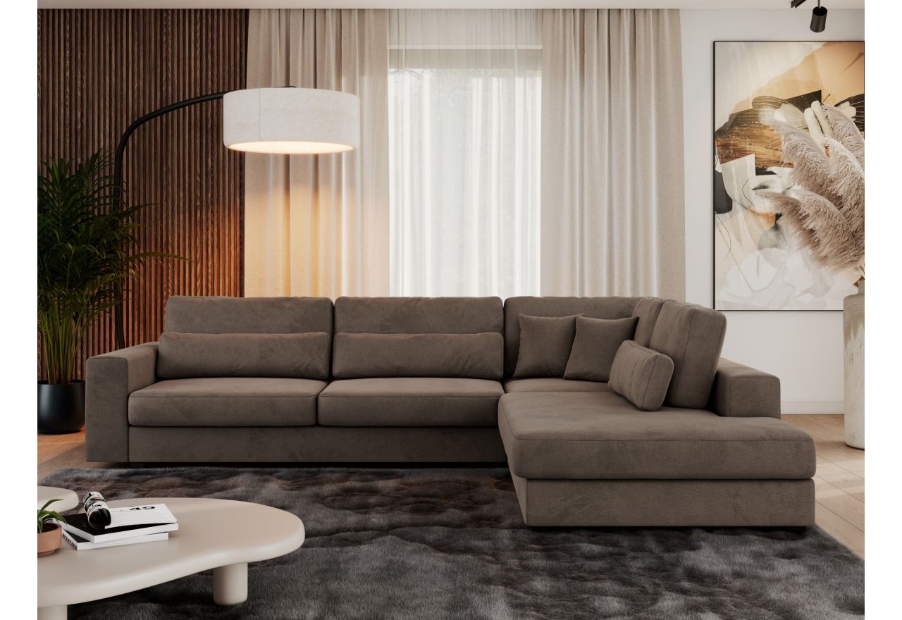 Narożnik SAVONA L - strona prawa - brązowy, welwet