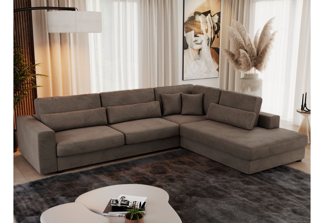 Narożnik SAVONA L - strona prawa - brązowy, welwet