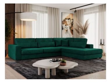 Narożnik SAVONA L - strona prawa - ciemnozielony, welwet