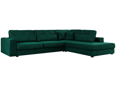 Narożnik SAVONA L - strona prawa - ciemnozielony, welwet