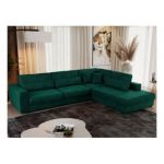 Narożnik SAVONA L - strona prawa - ciemnozielony, welwet