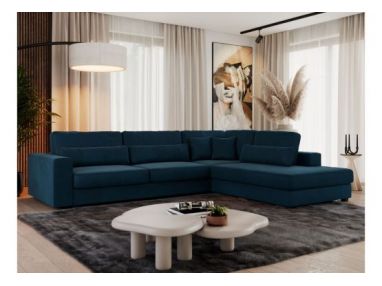 Narożnik SAVONA L - strona prawa - ciemnoniebieski, welwet