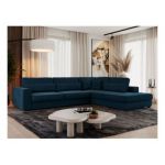 Narożnik SAVONA L - strona prawa - ciemnoniebieski, welwet