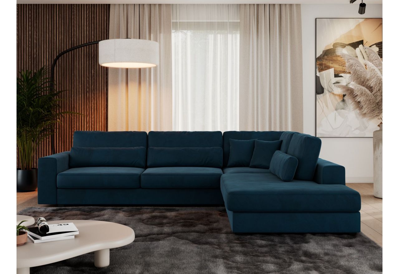 Narożnik SAVONA L - strona prawa - ciemnoniebieski, welwet