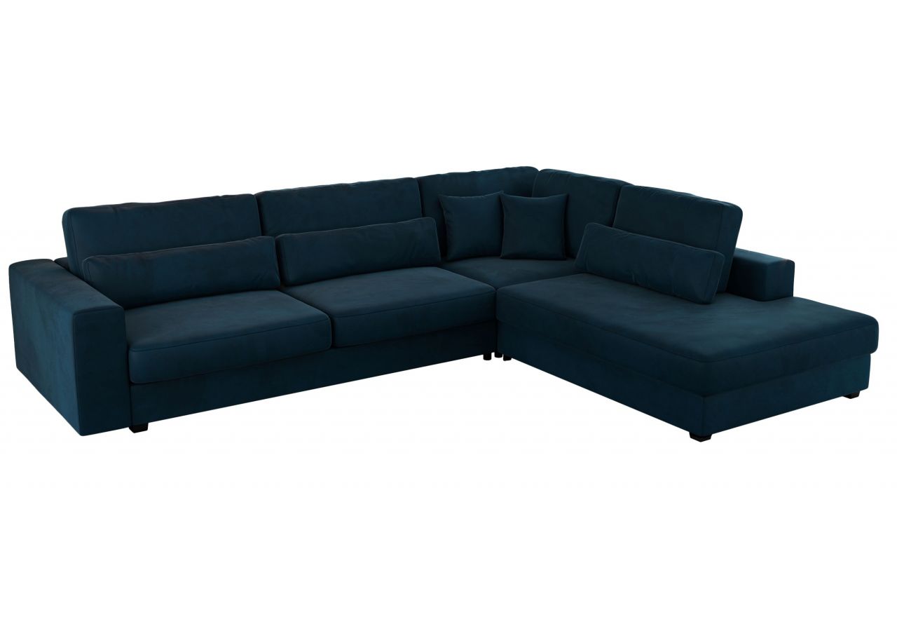 Narożnik SAVONA L - strona prawa - ciemnoniebieski, welwet