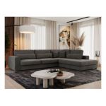 Narożnik SAVONA L - strona prawa - ciemnoszary, welwet