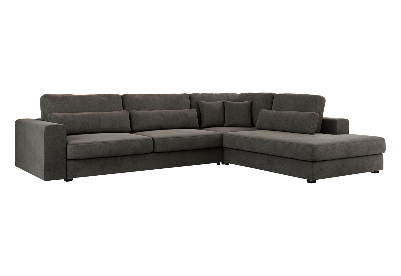 Narożnik SAVONA L - strona prawa - ciemnoszary, welwet