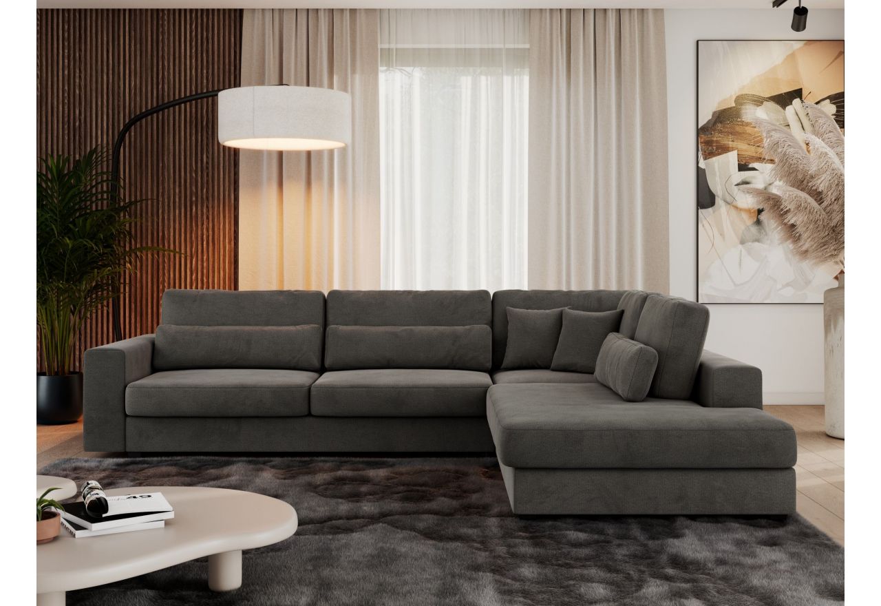 Narożnik SAVONA L - strona prawa - ciemnoszary, welwet