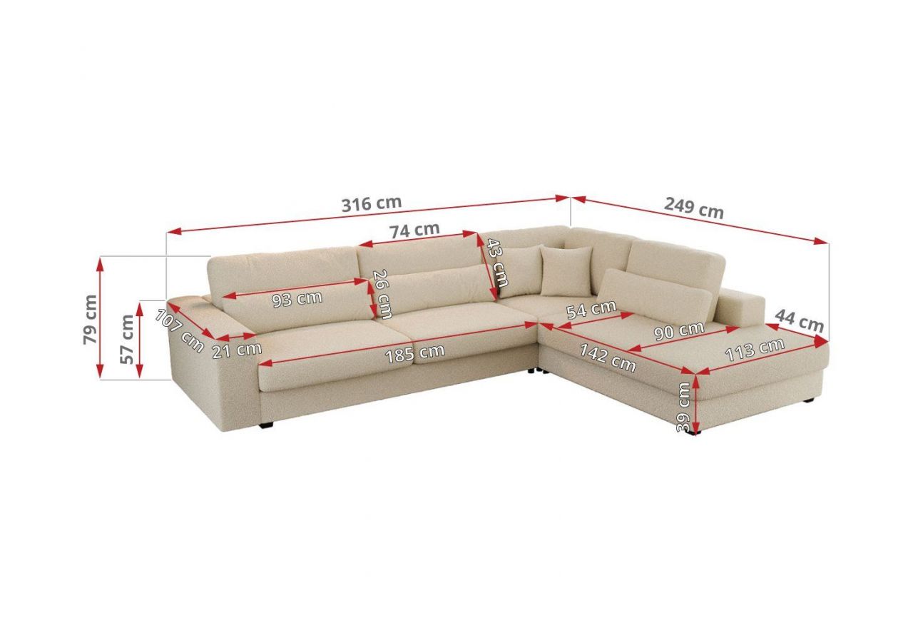 Narożnik SAVONA L - strona prawa - beżowy, boucle