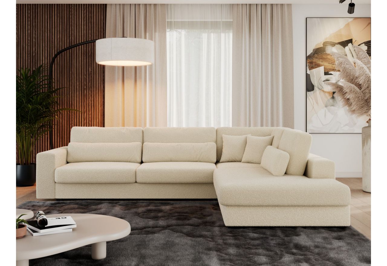 Narożnik SAVONA L - strona prawa - beżowy, boucle