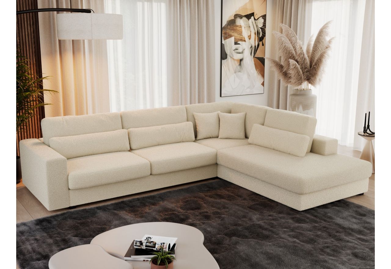 Narożnik SAVONA L - strona prawa - beżowy, boucle