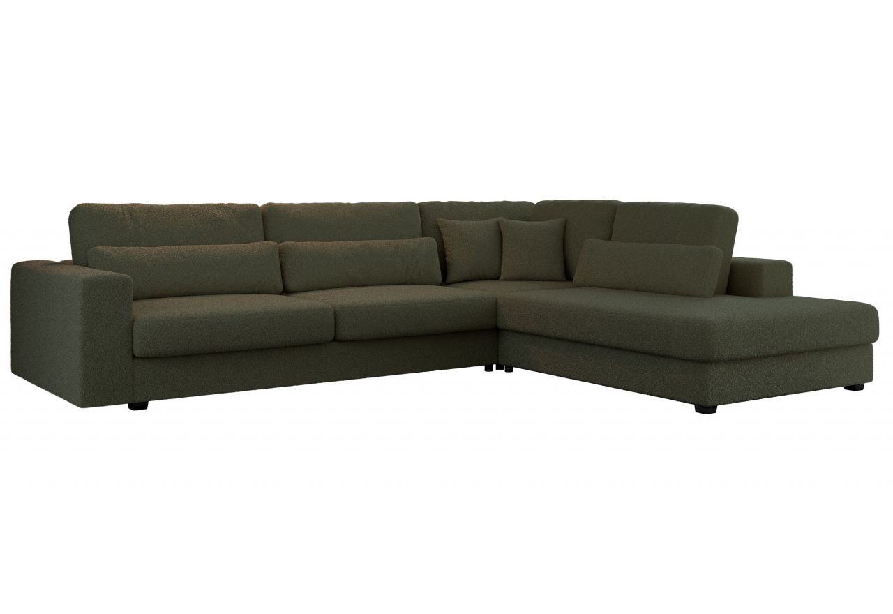 Narożnik SAVONA L - strona prawa - ciemnozielony, boucle