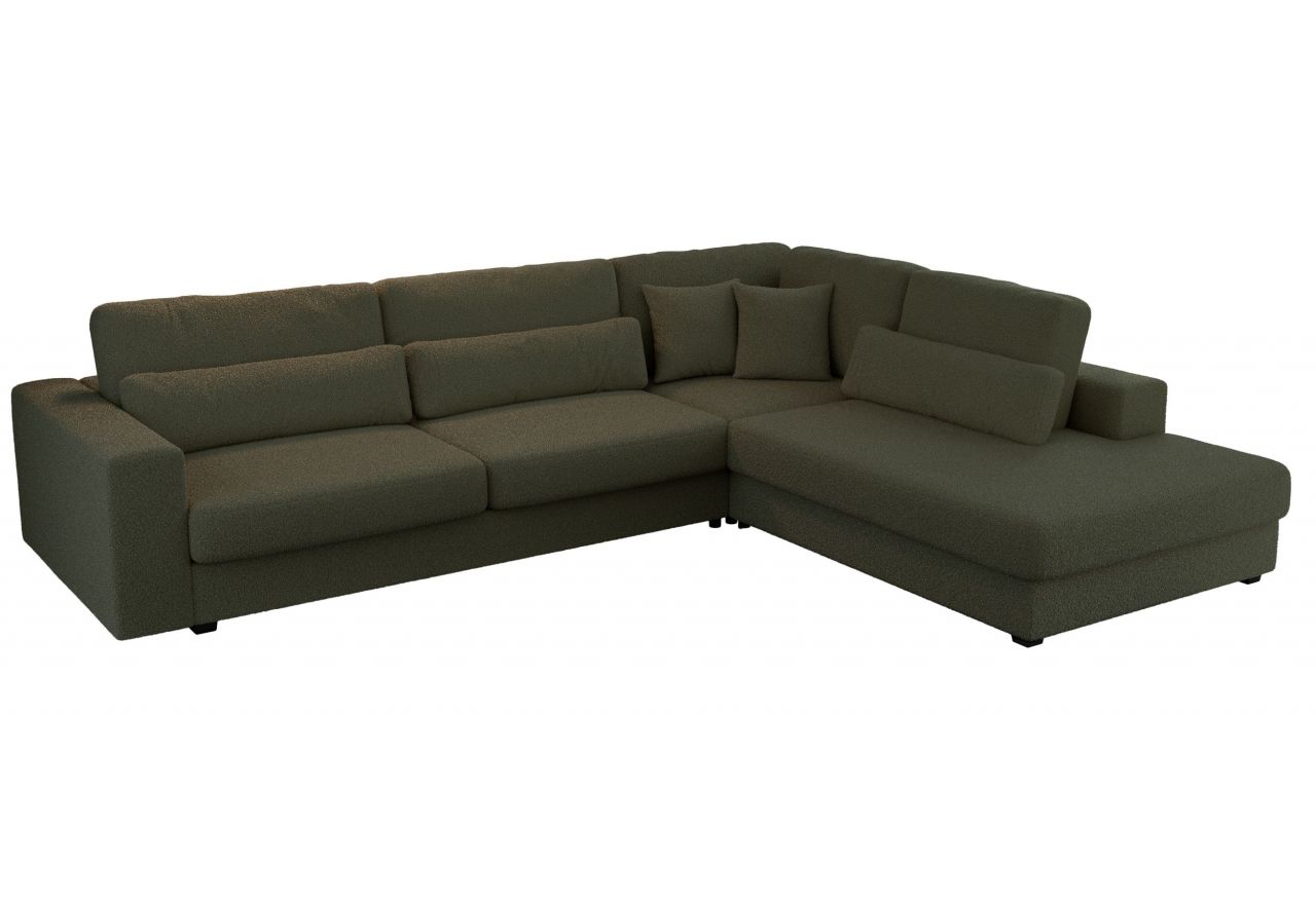 Narożnik SAVONA L - strona prawa - ciemnozielony, boucle