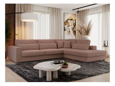 Narożnik SAVONA L - strona prawa - różowy, boucle