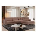 Narożnik SAVONA L - strona prawa - różowy, boucle