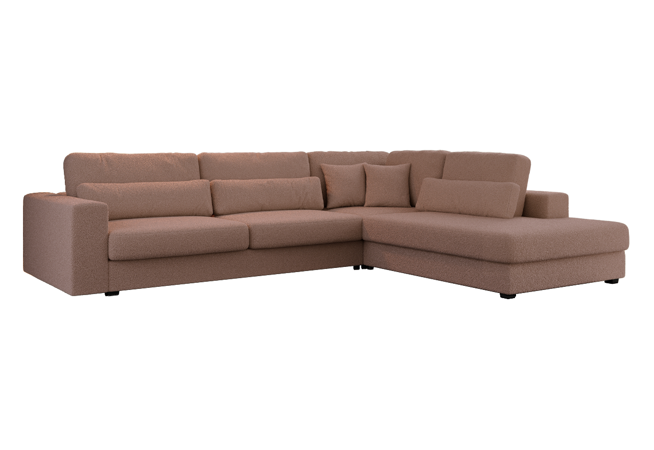 Narożnik SAVONA L - strona prawa - różowy, boucle