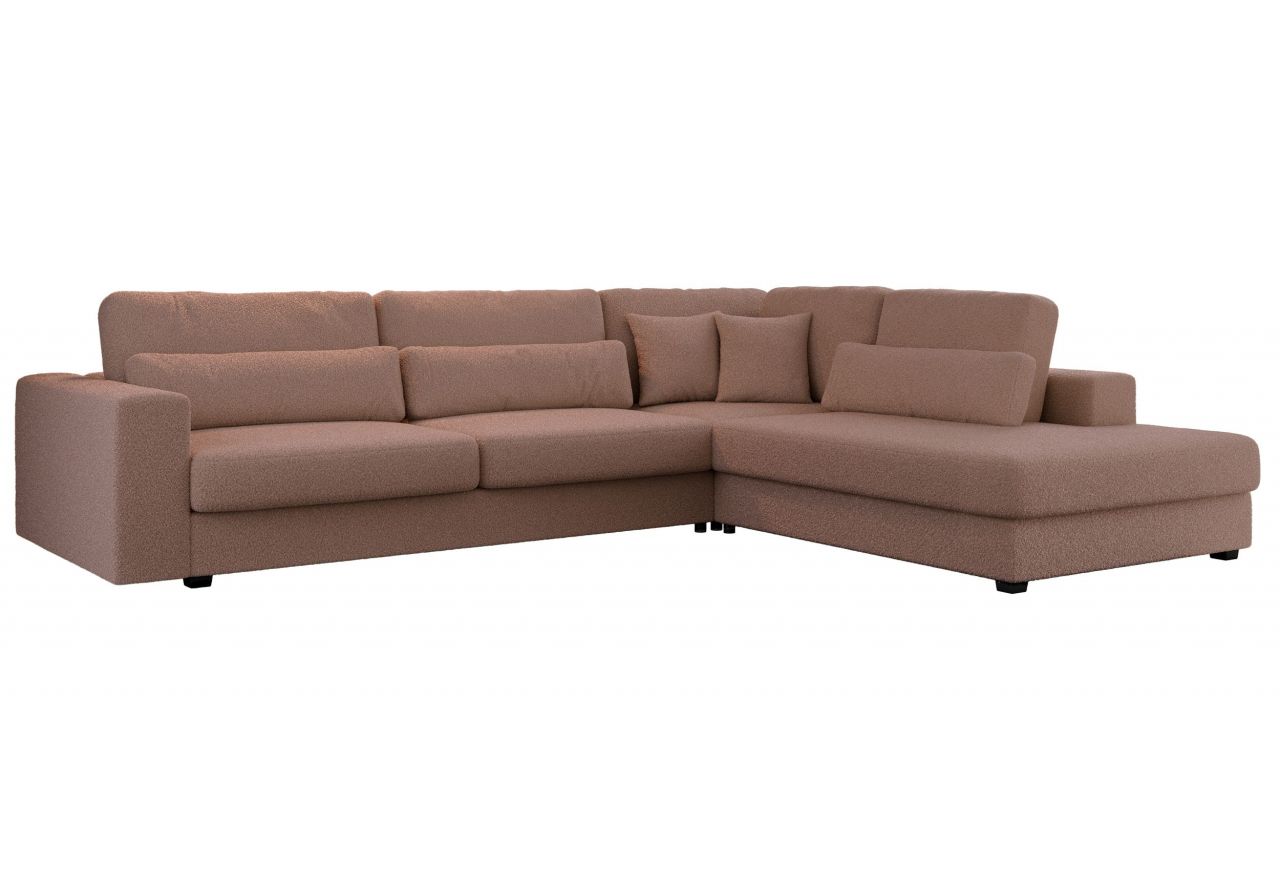 Narożnik SAVONA L - strona prawa - różowy, boucle