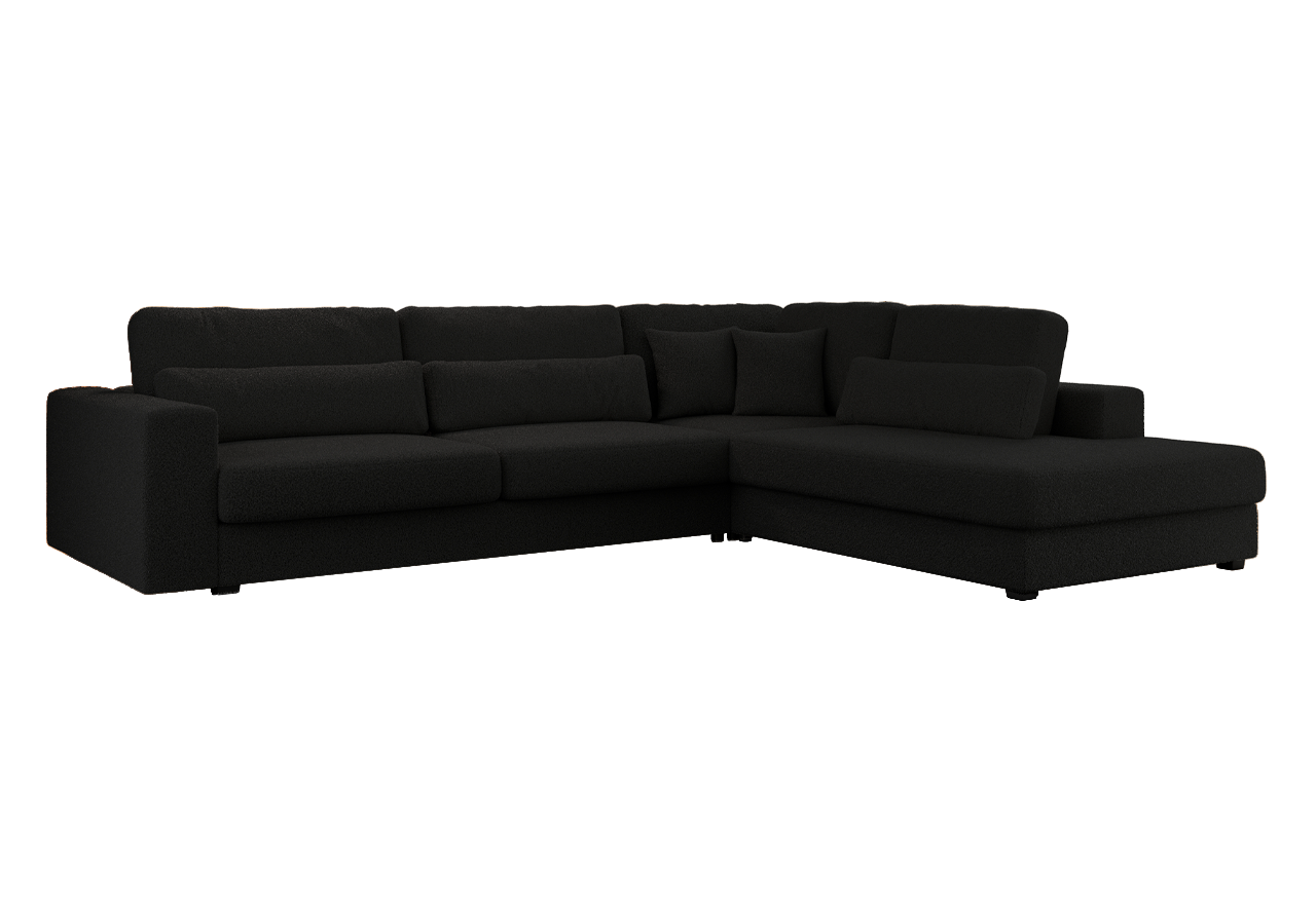 Narożnik SAVONA L - strona prawa - czarny, boucle