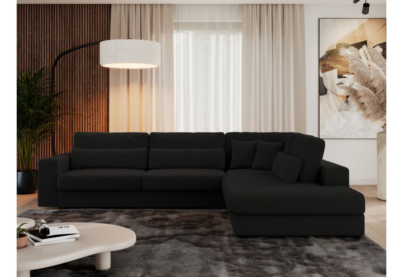 Narożnik SAVONA L - strona prawa - czarny, boucle