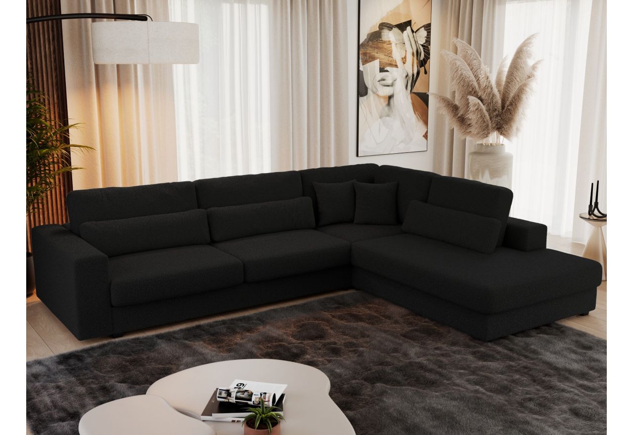 Narożnik SAVONA L - strona prawa - czarny, boucle