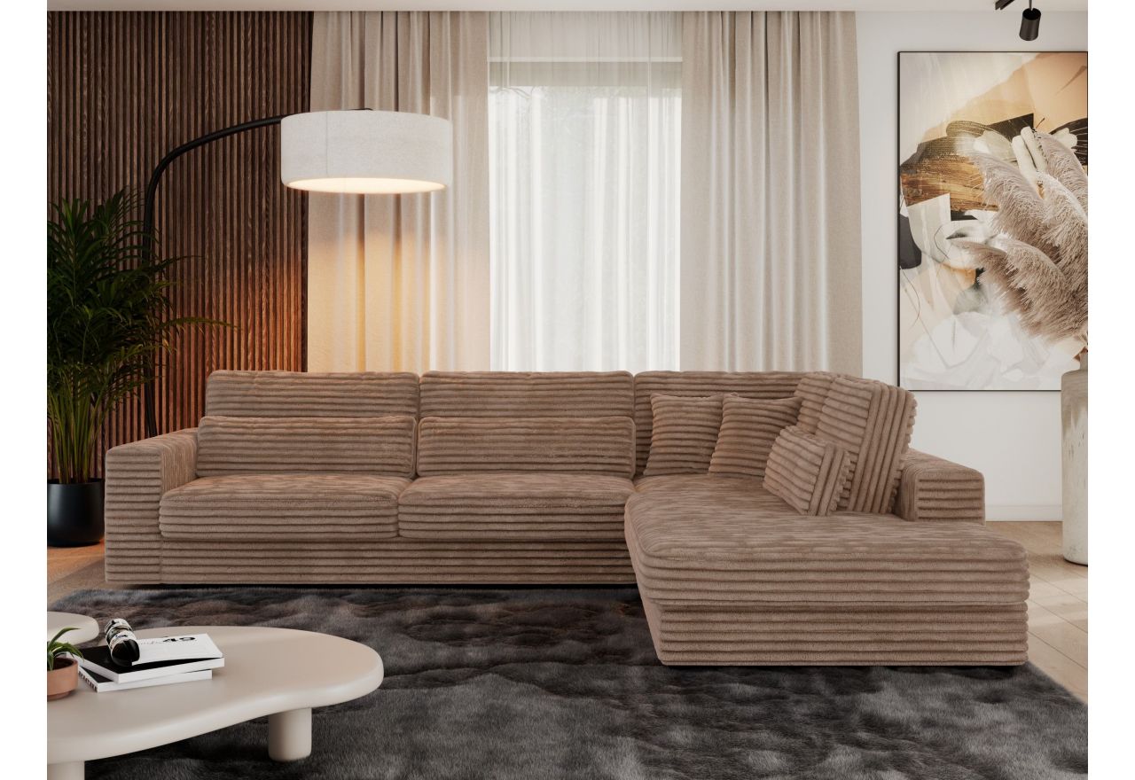 Narożnik SAVONA L - strona prawa - brązowy, sztruks