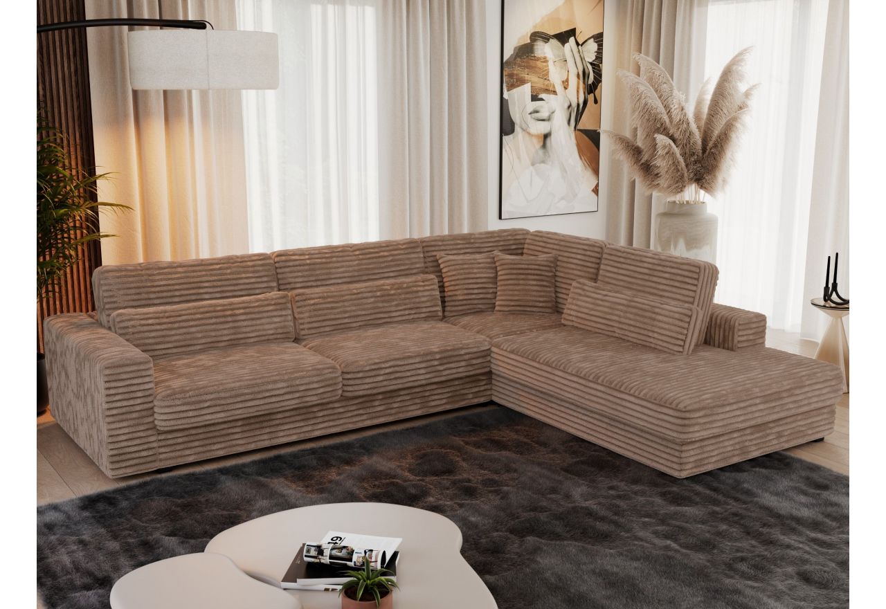 Narożnik SAVONA L - strona prawa - brązowy, sztruks